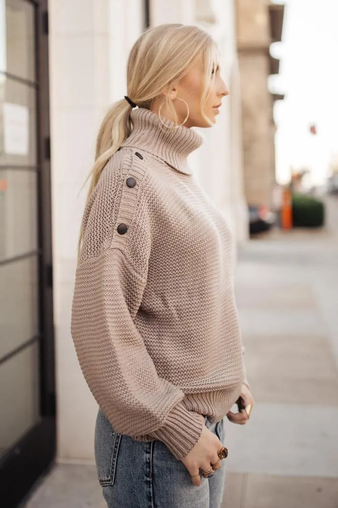 Aurora Button Sweater in Taupe - FINAL SALE
