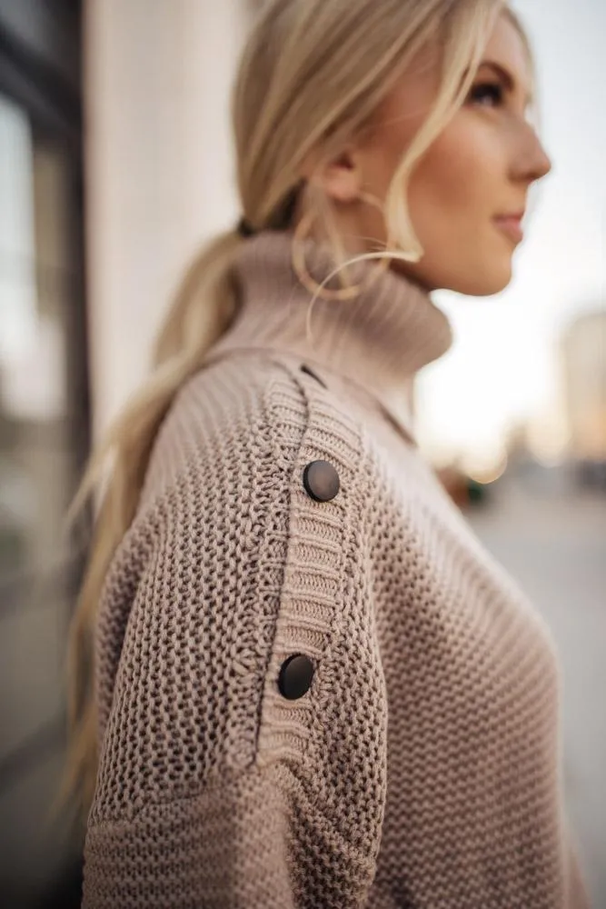 Aurora Button Sweater in Taupe - FINAL SALE