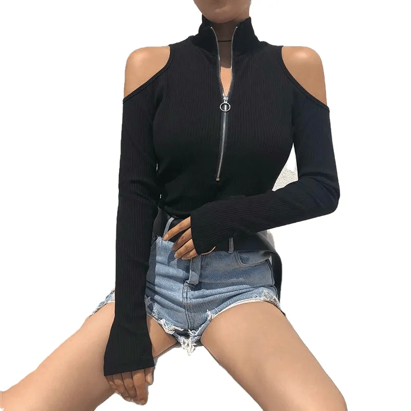 Autumn Black Long Sleeve Bodysuit Winter Elegant Turtleneck Body Femme Sexy Strapless Hollow Out Bodycon Bodysuits