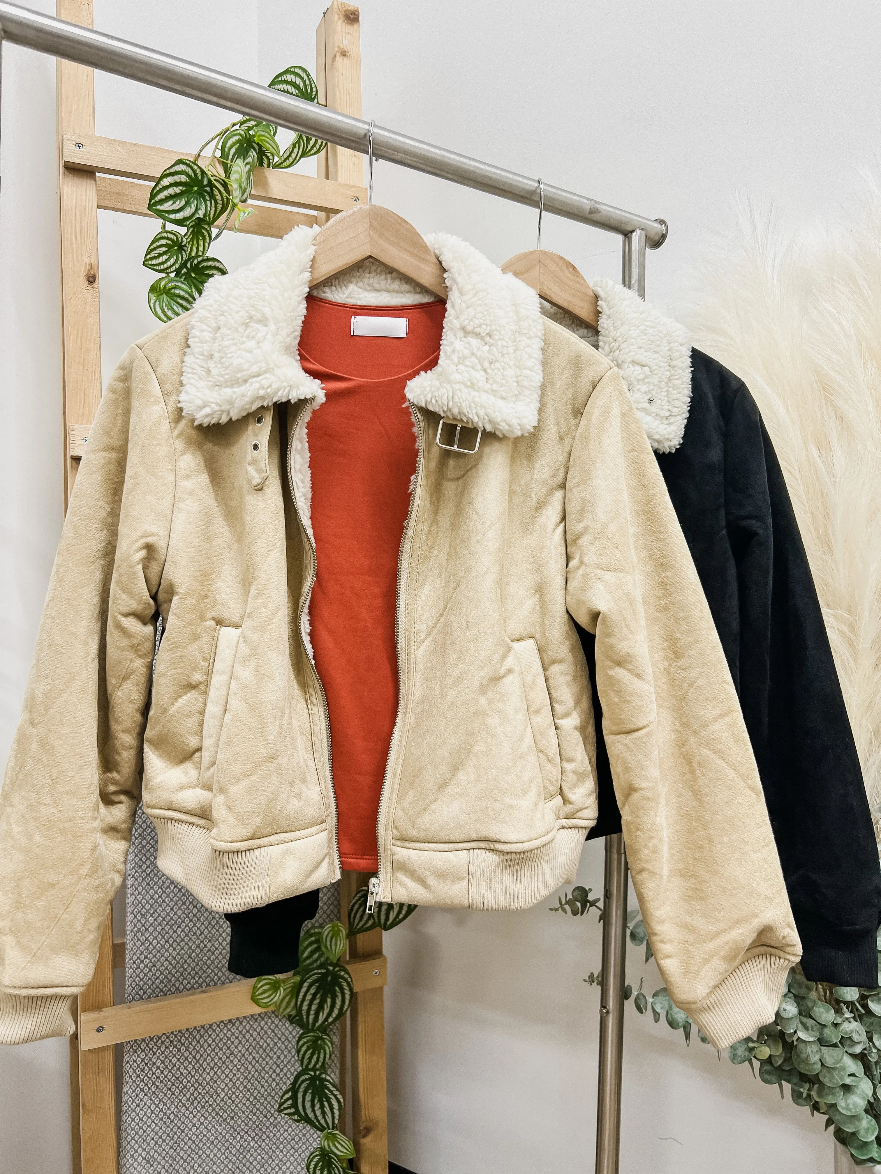 Avery Shearling Suede Jacket
