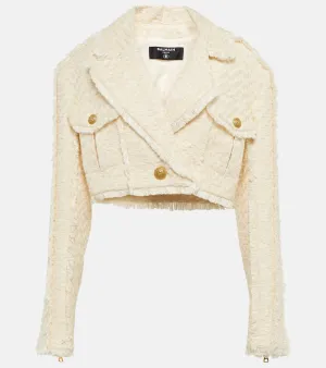 Balmain Cotton-blend tweed cropped jacket