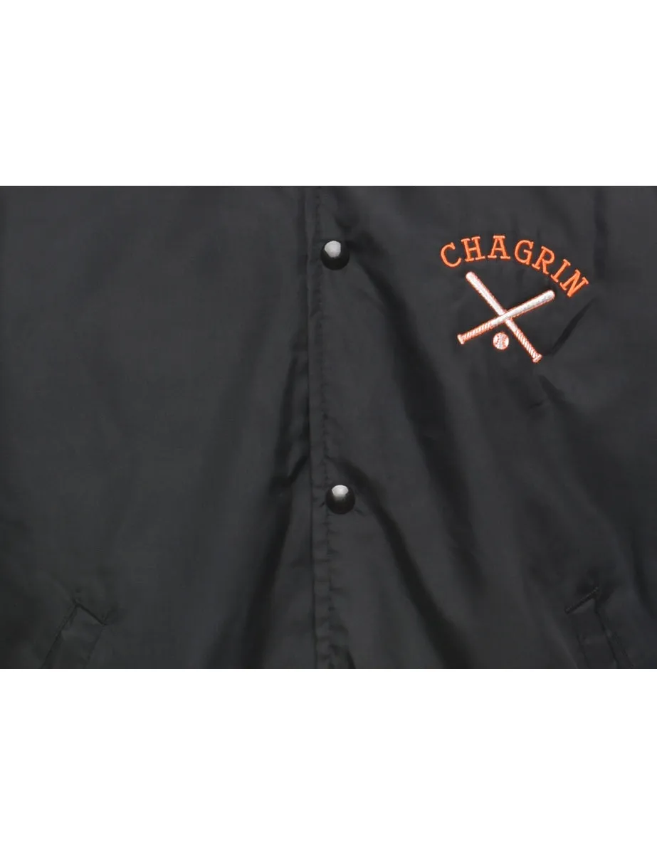 Black & Orange Embroidered Bomber Jacket - L