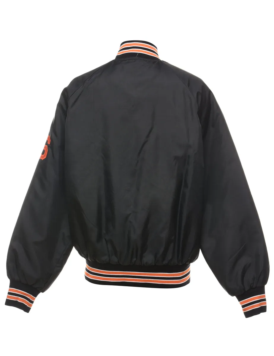 Black & Orange Embroidered Bomber Jacket - L