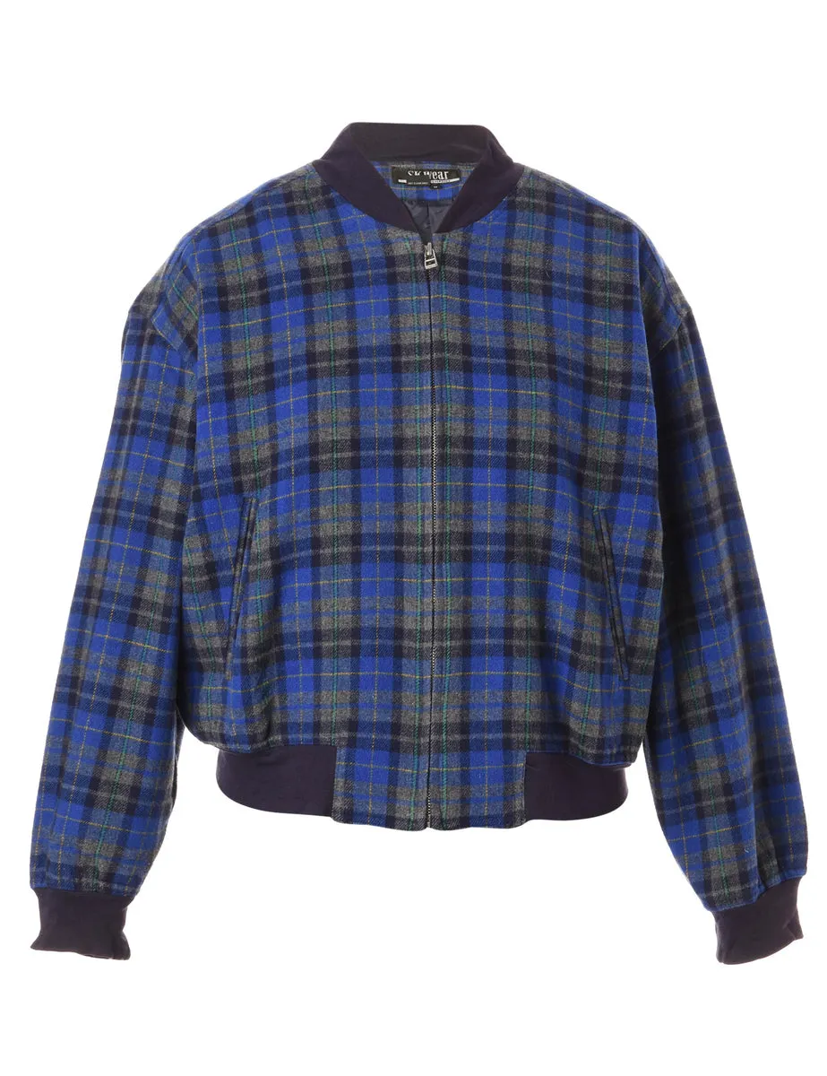 Checked Bomber Jacket - M