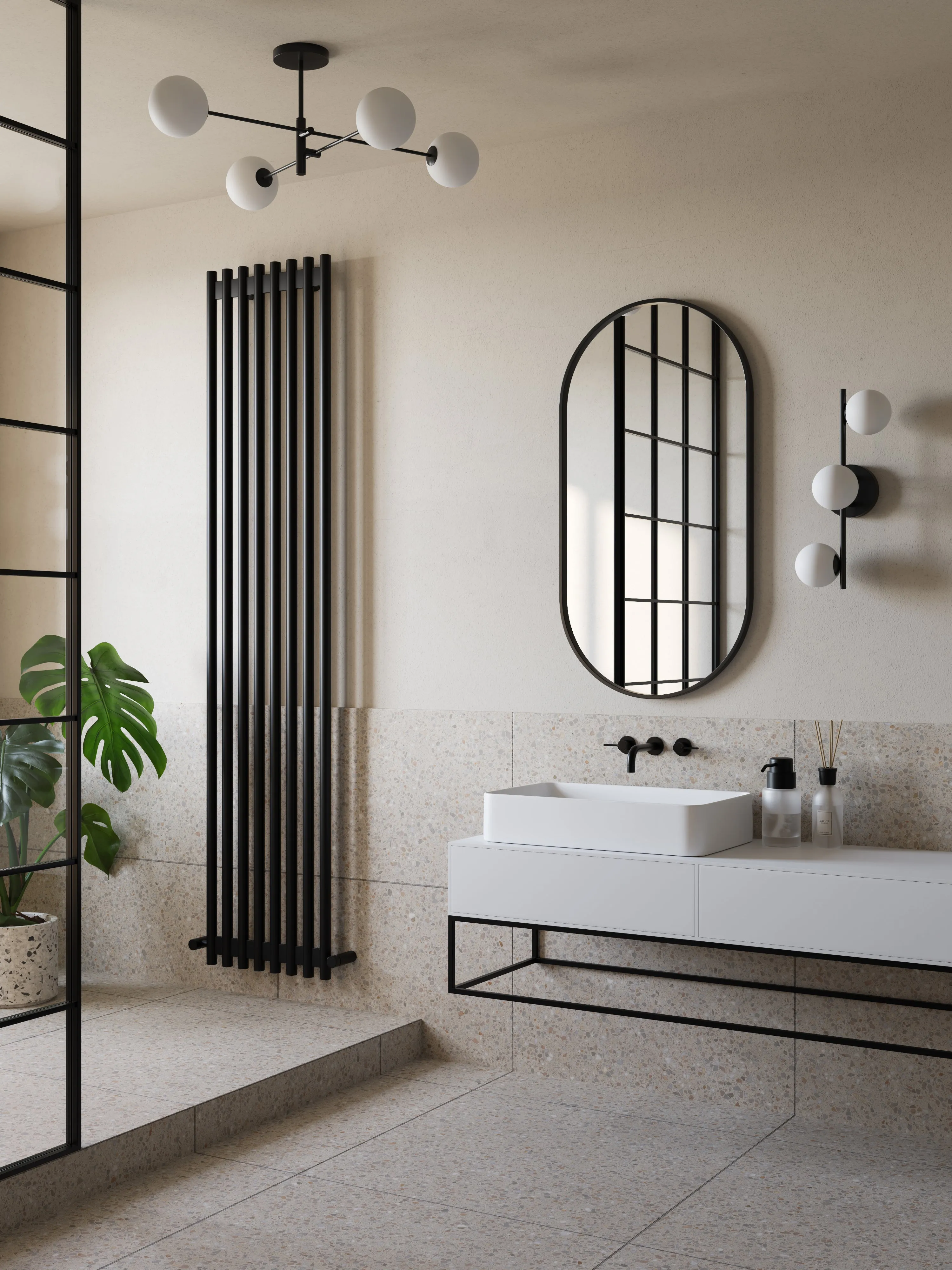 Chelso - 4 light matt black and opal flush