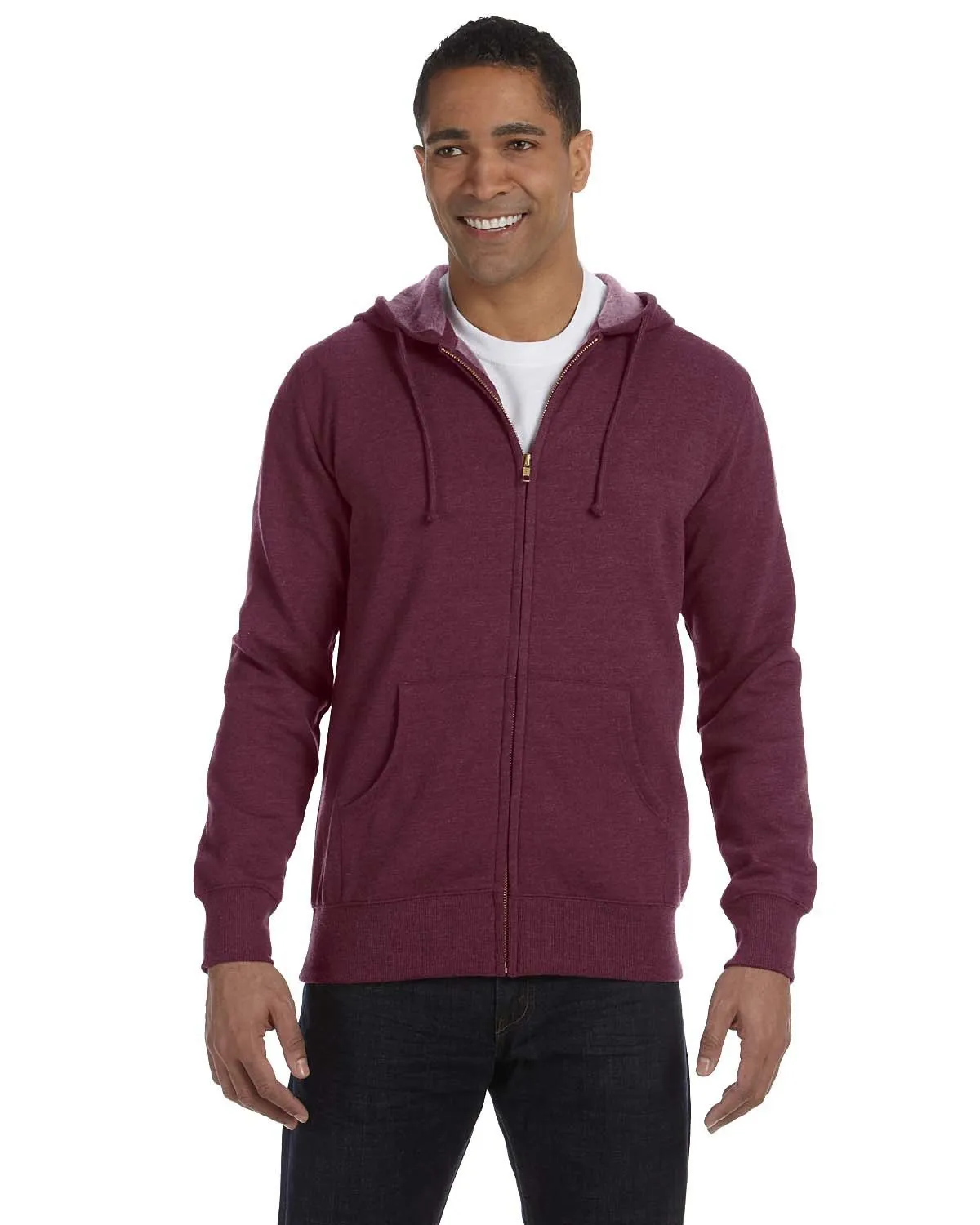 econscious Unisex Heathered Full-Zip Hooded Sweatshirt