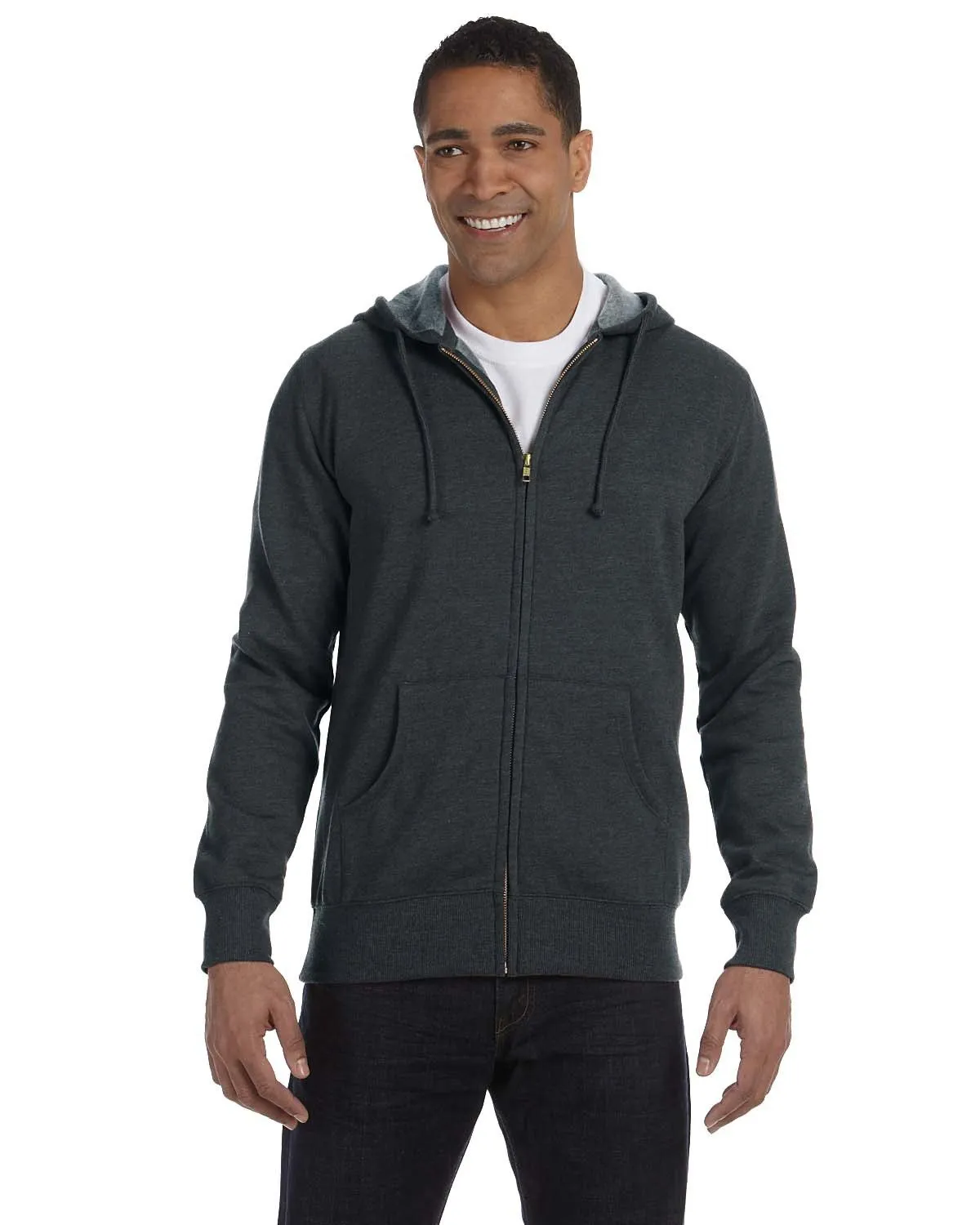 econscious Unisex Heathered Full-Zip Hooded Sweatshirt
