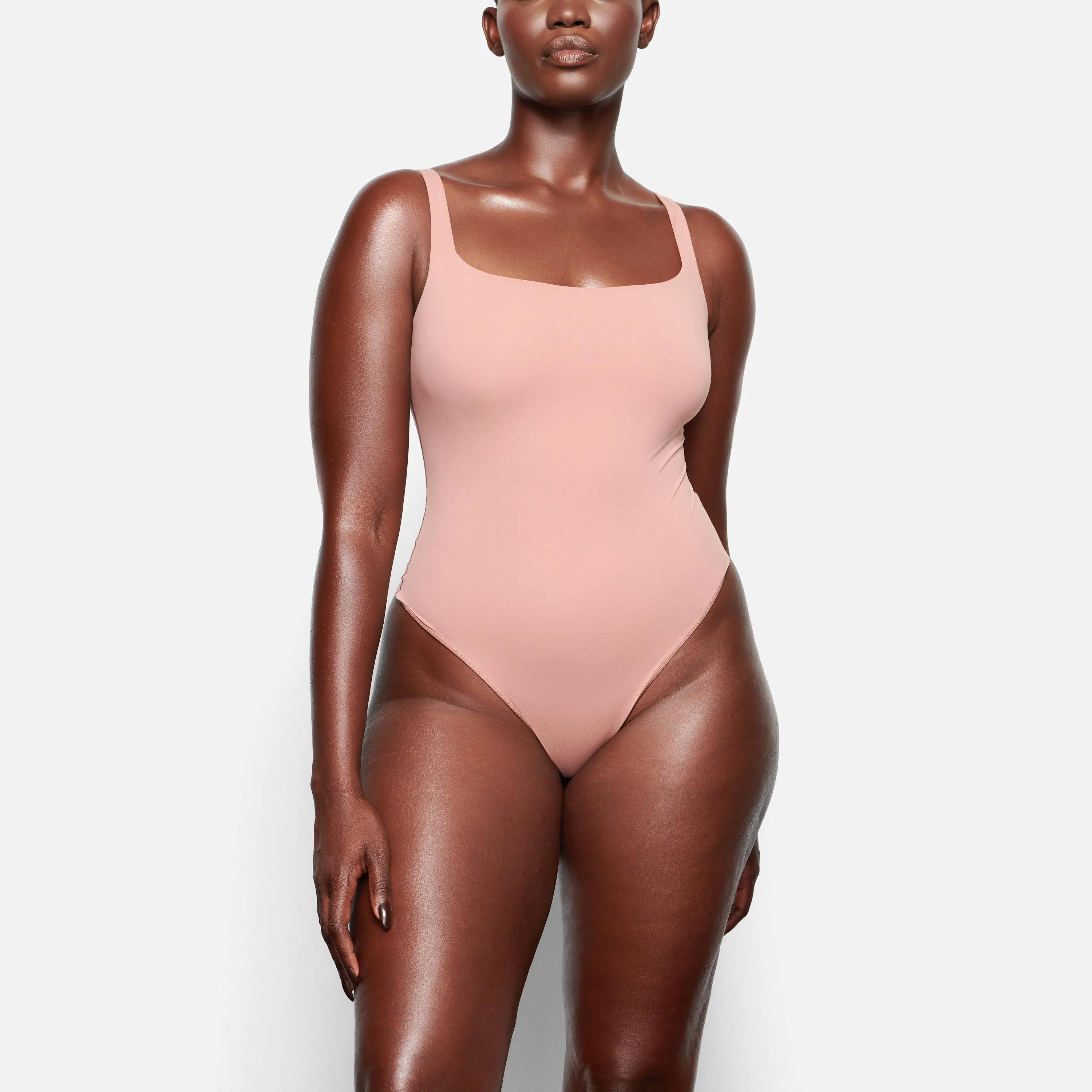 FITS EVERYBODY SQUARE NECK BODYSUIT | ROSE CLAY