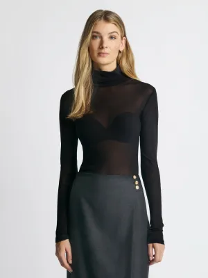 Fitted sheer turtleneck