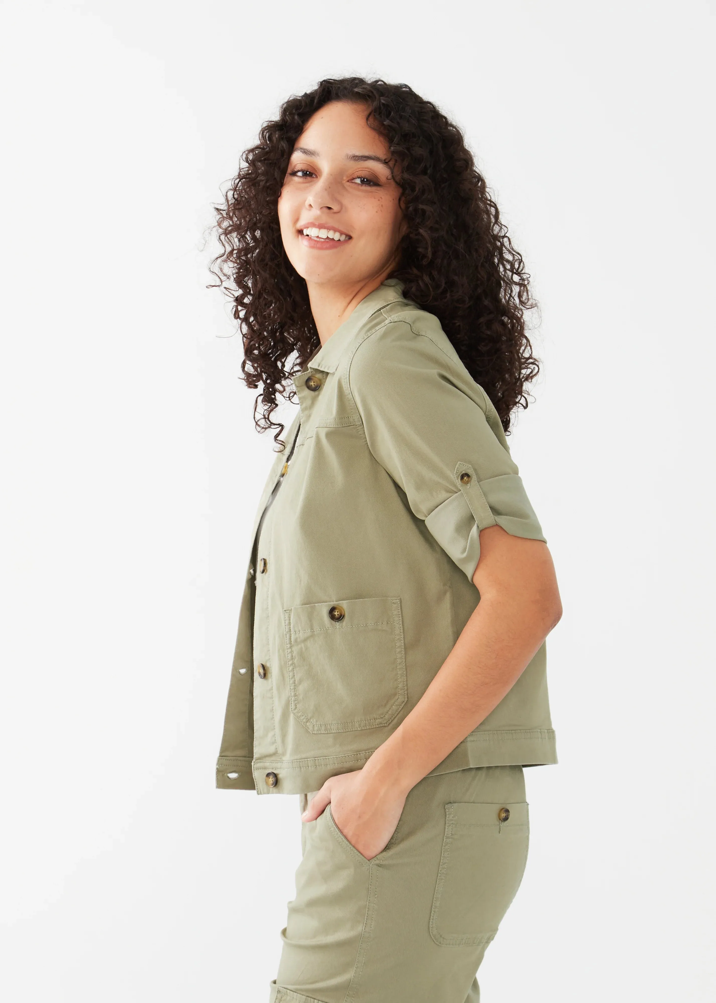 French Dressing Jeans - Cropped Tencel Cargo Jacket -SALE