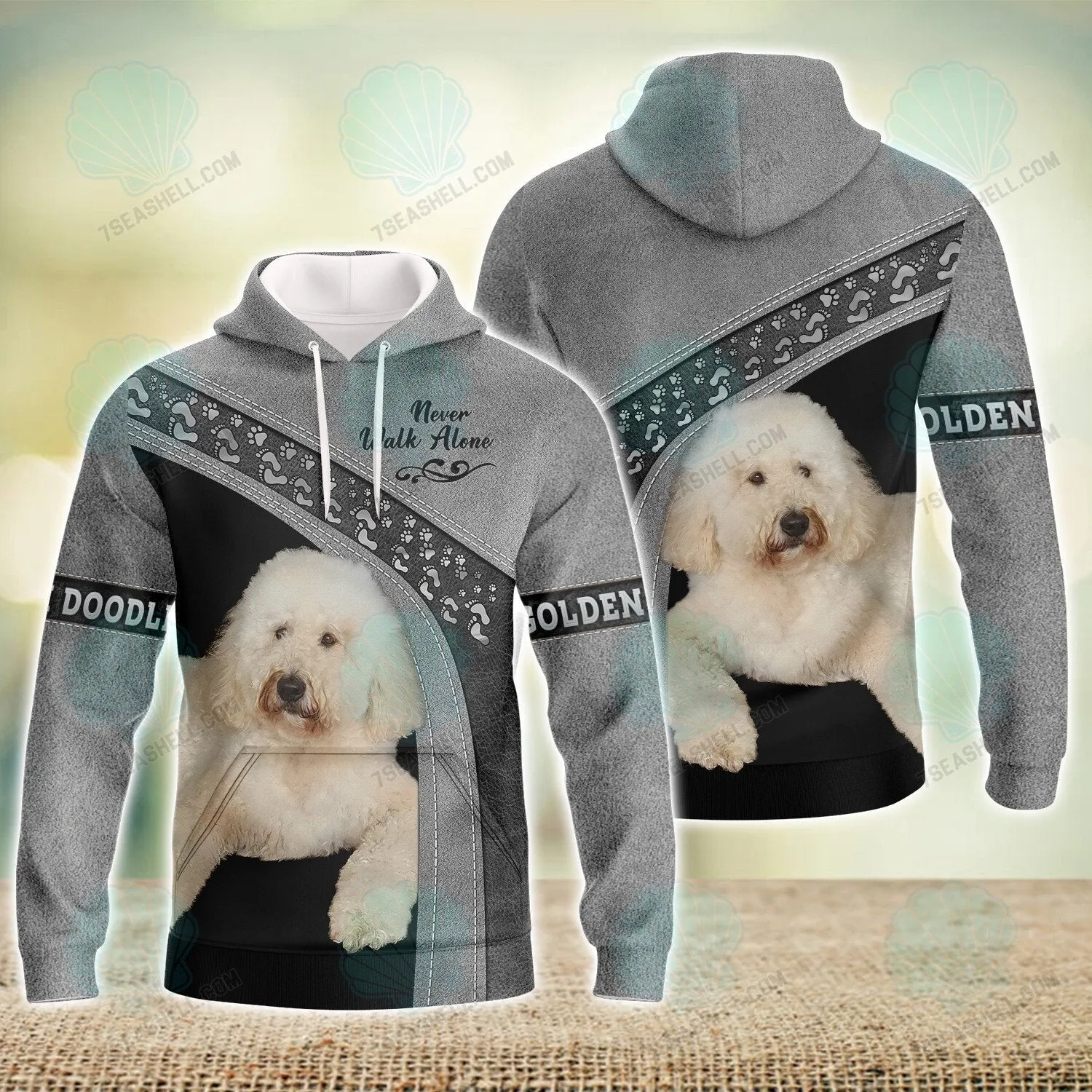 Golden Doodle Love Never Walk Alone Love 3D Full Print Shirts, Christmas Dog Memorial Gifts for loss of Dog