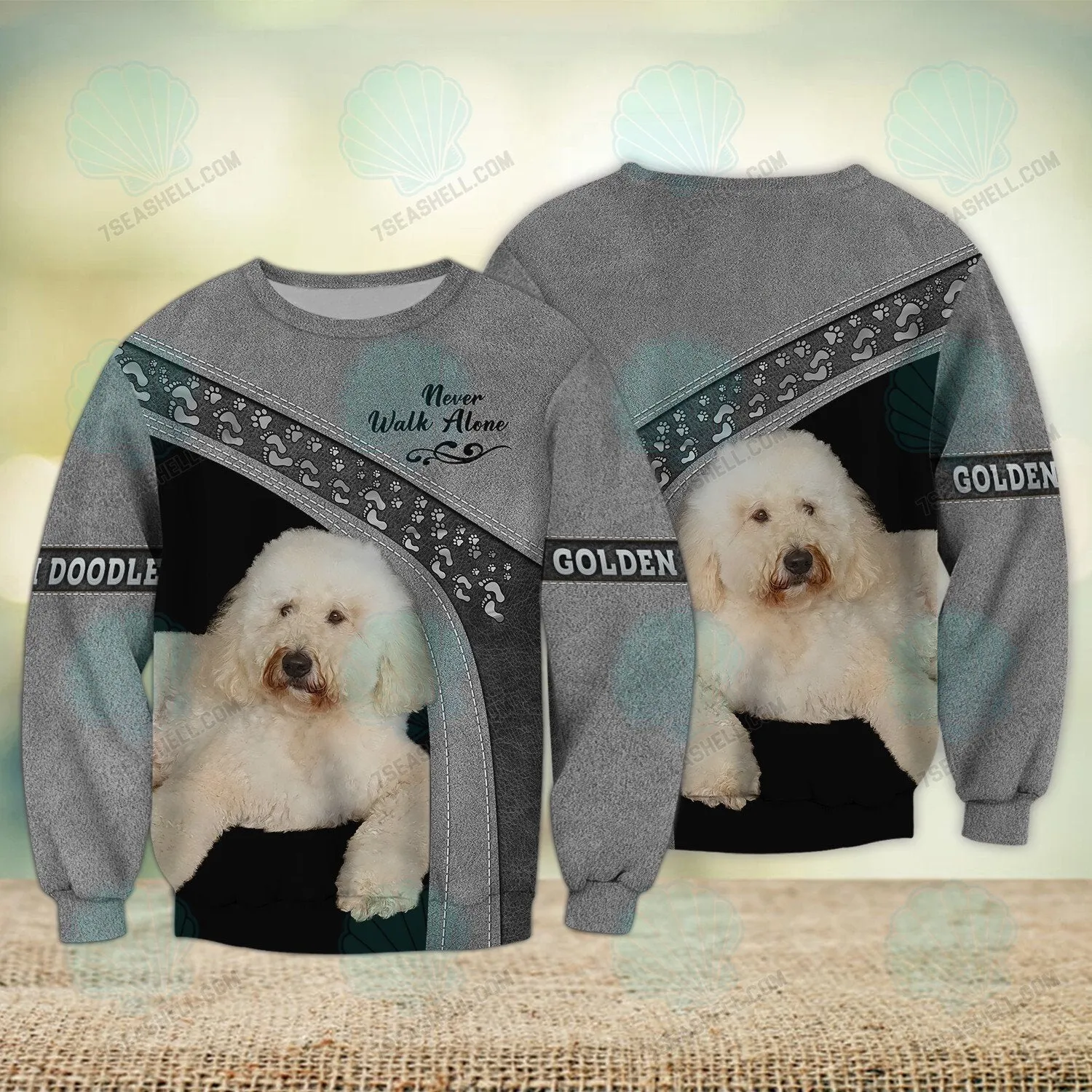 Golden Doodle Love Never Walk Alone Love 3D Full Print Shirts, Christmas Dog Memorial Gifts for loss of Dog