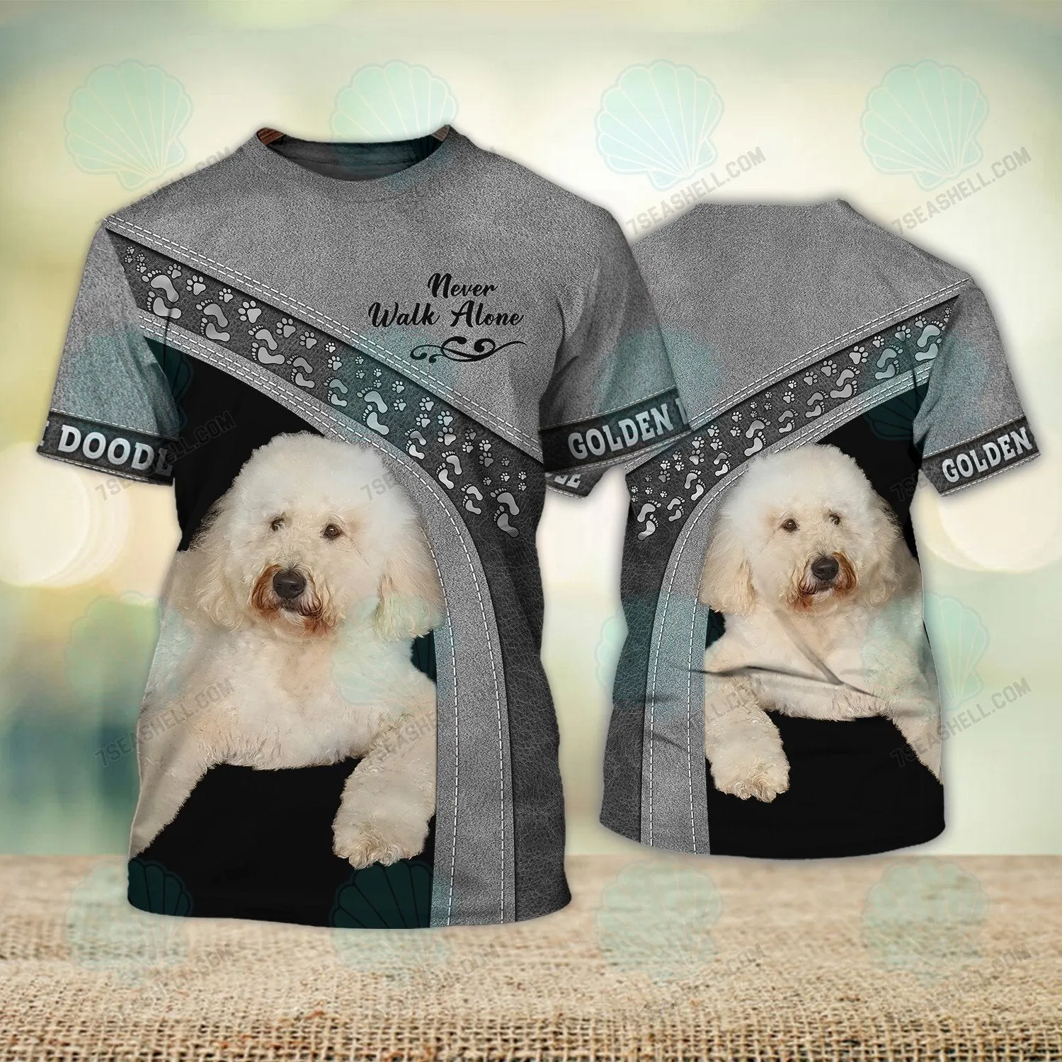 Golden Doodle Love Never Walk Alone Love 3D Full Print Shirts, Christmas Dog Memorial Gifts for loss of Dog