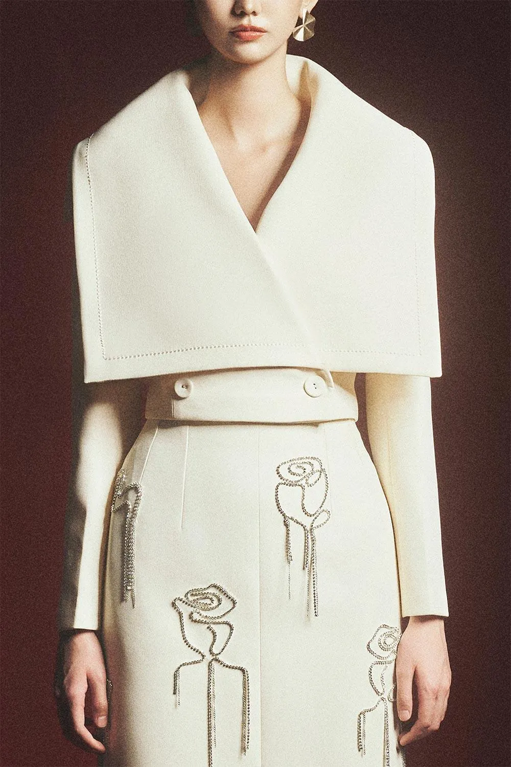 Grayson Cropped V-Neck Polyester Jacket