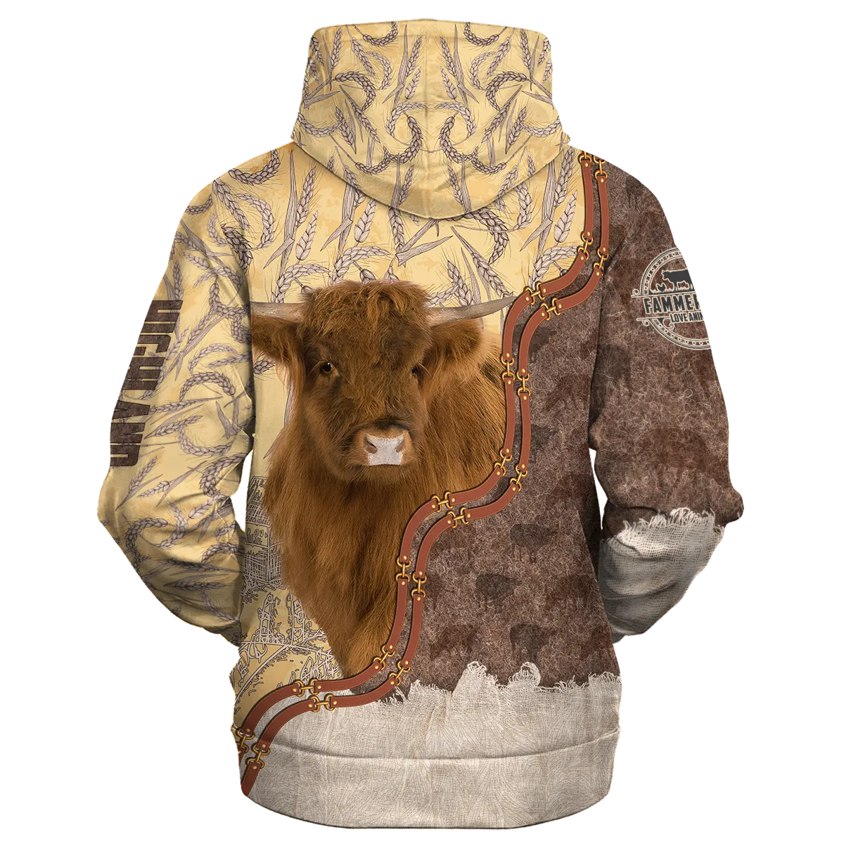Highland Lovers In Barley Pattern Hoodie