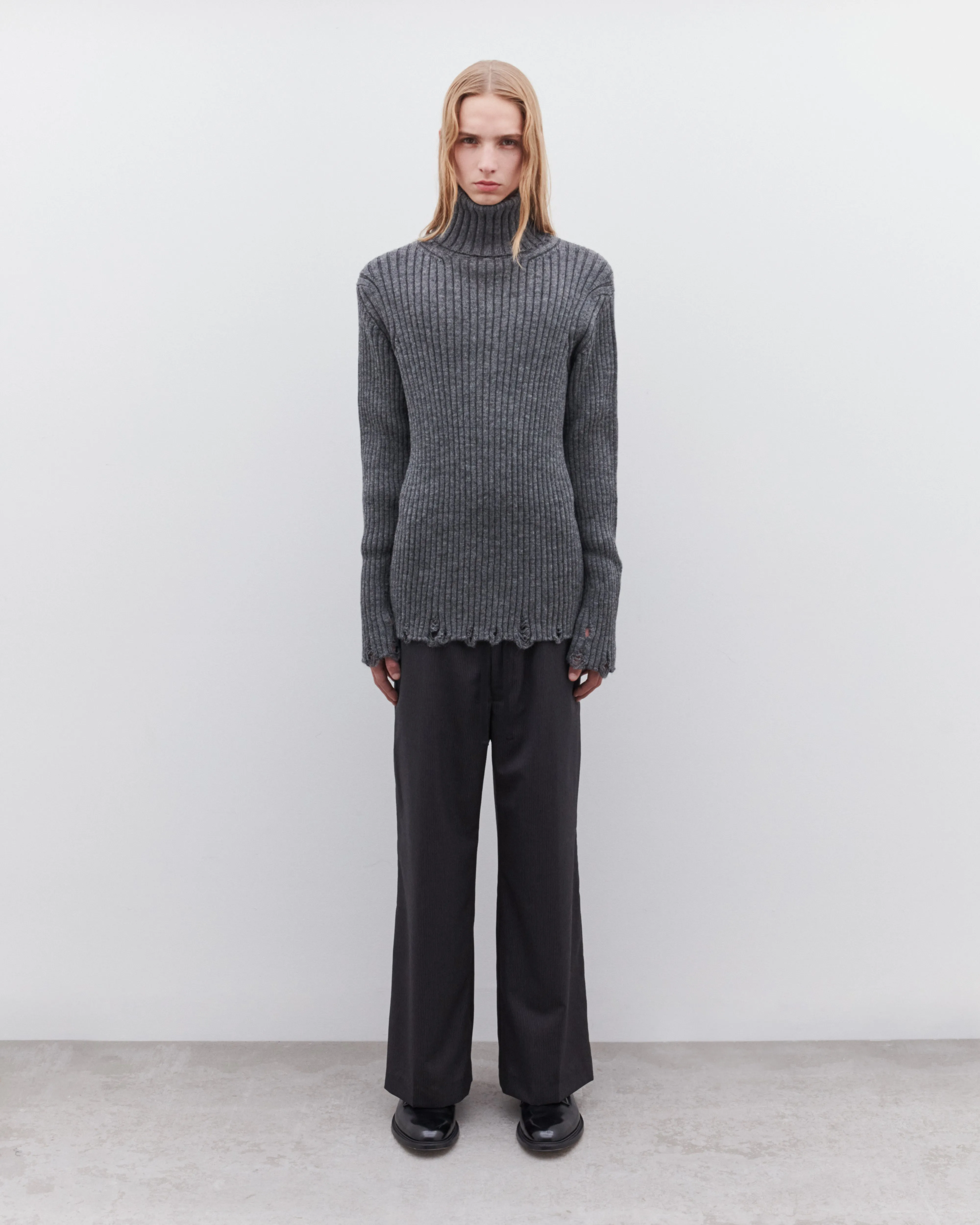 Junya Watanabe MAN - Men's Raw Edge Turtle Neck Sweater - (Grey)