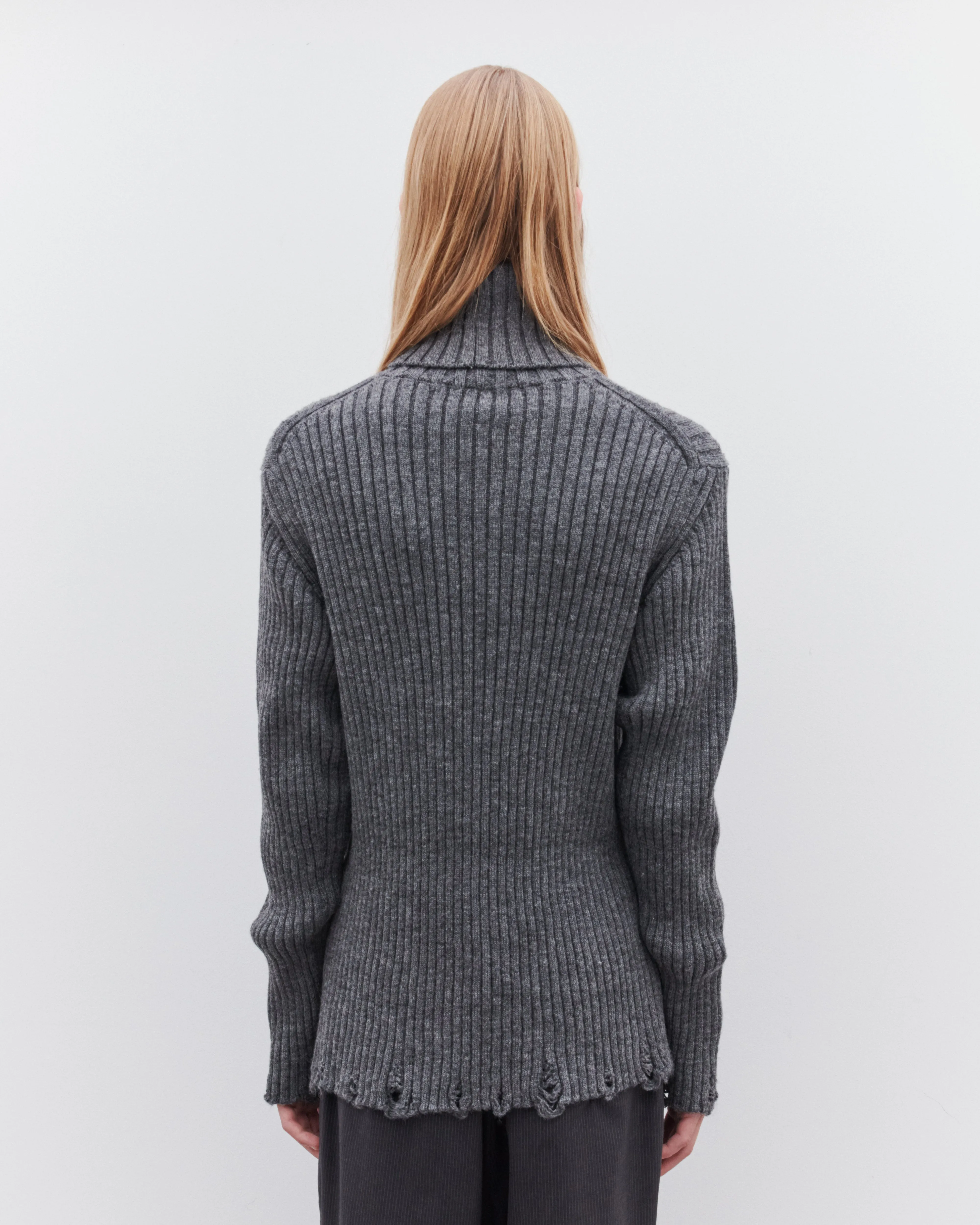 Junya Watanabe MAN - Men's Raw Edge Turtle Neck Sweater - (Grey)