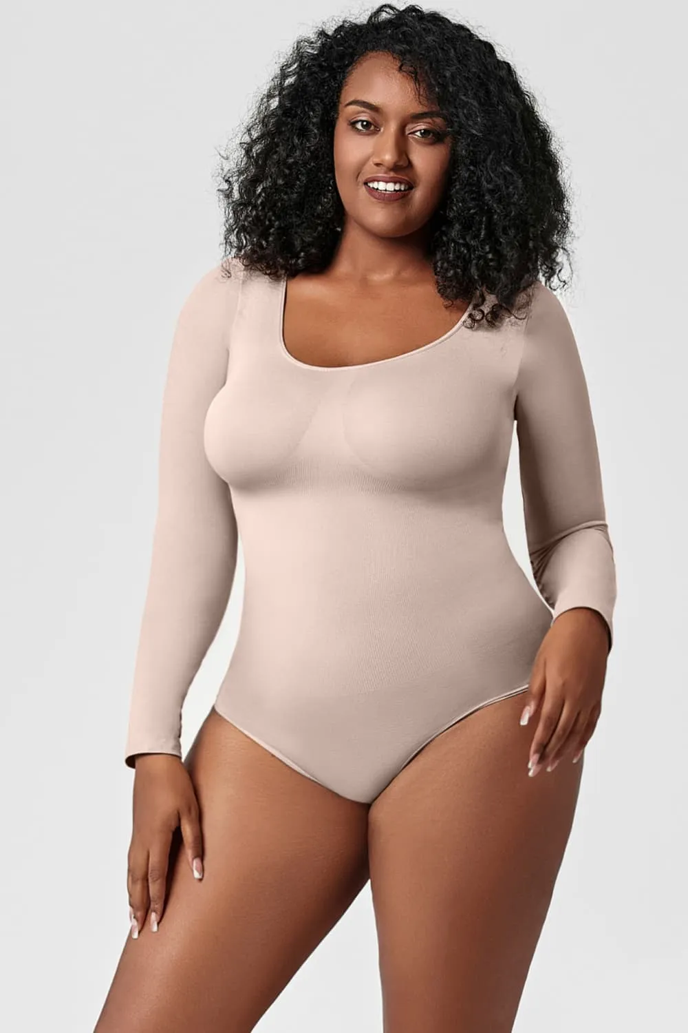 Long Sleeve Shaping Bodysuit Undershirt Women's Basic Bodysuit Shirt
