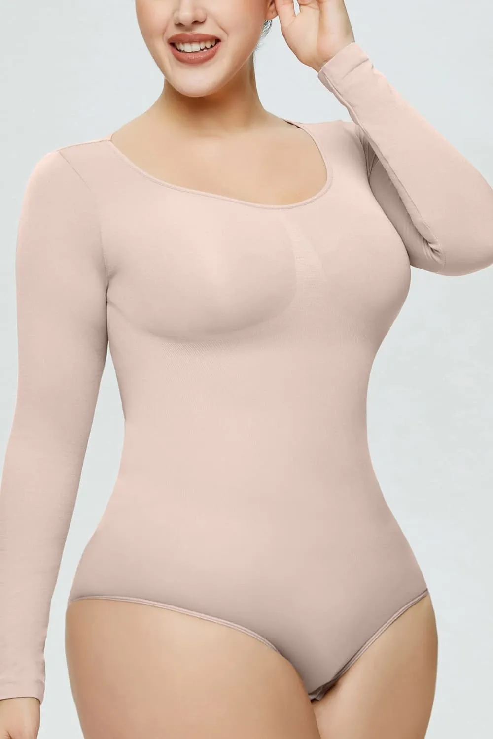 Long Sleeve Shaping Bodysuit Undershirt Women's Basic Bodysuit Shirt