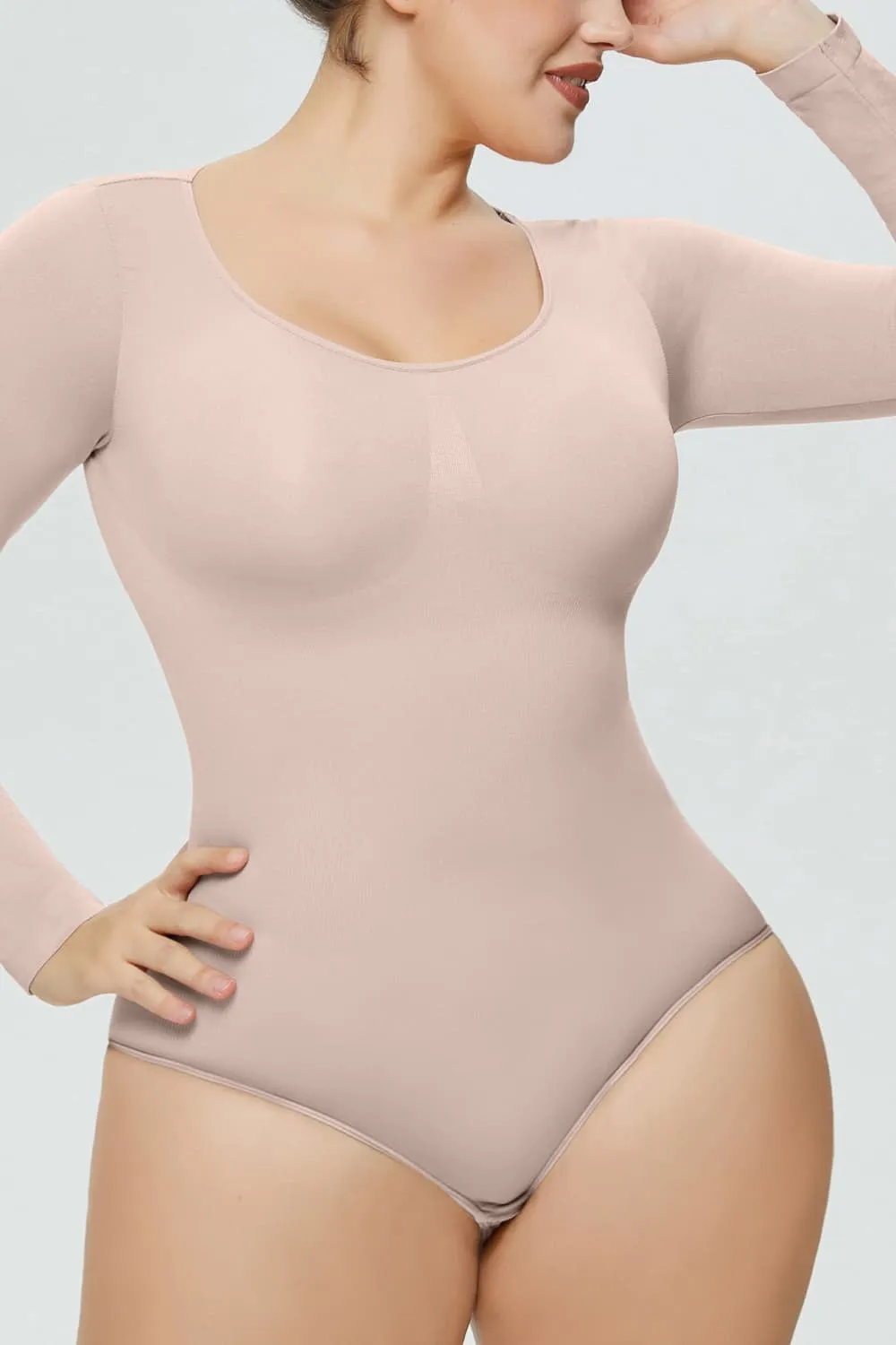 Long Sleeve Shaping Bodysuit Undershirt Women's Basic Bodysuit Shirt
