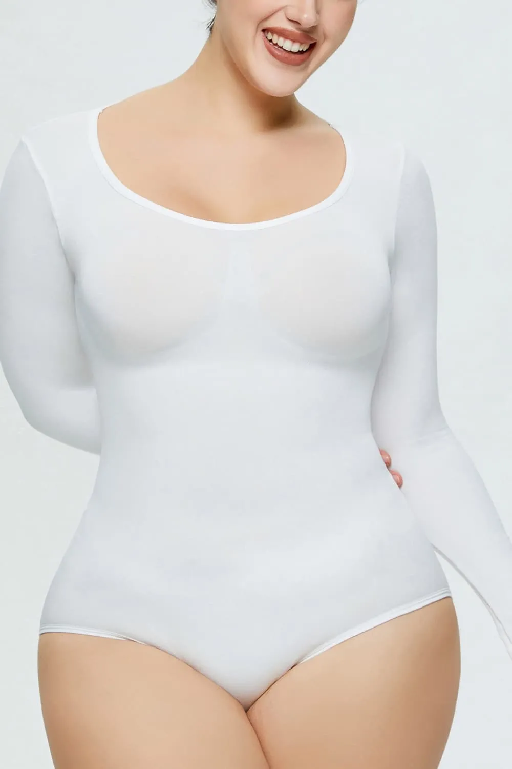 Long Sleeve Shaping Bodysuit Undershirt Women's Basic Bodysuit Shirt