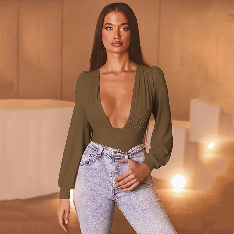 Long Sleeve V-neck Bodysuit
