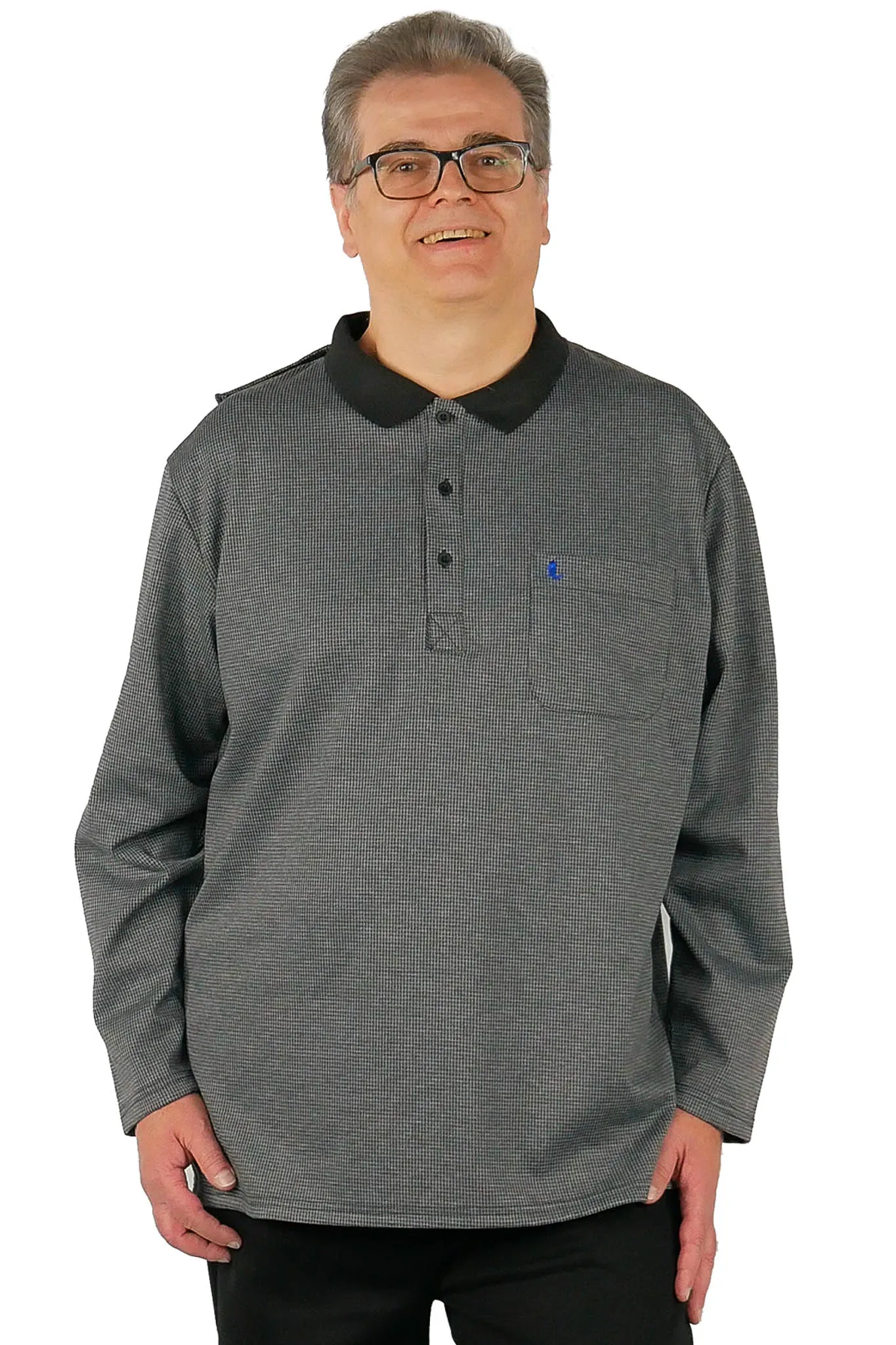 Men's Open Back Long-Sleeved Adaptive Polo Shirt