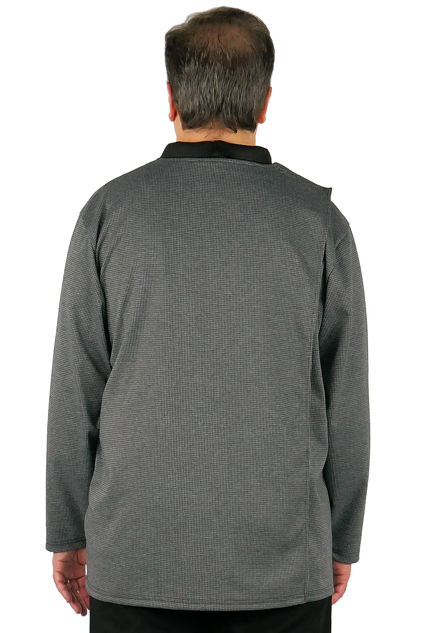 Men's Open Back Long-Sleeved Adaptive Polo Shirt