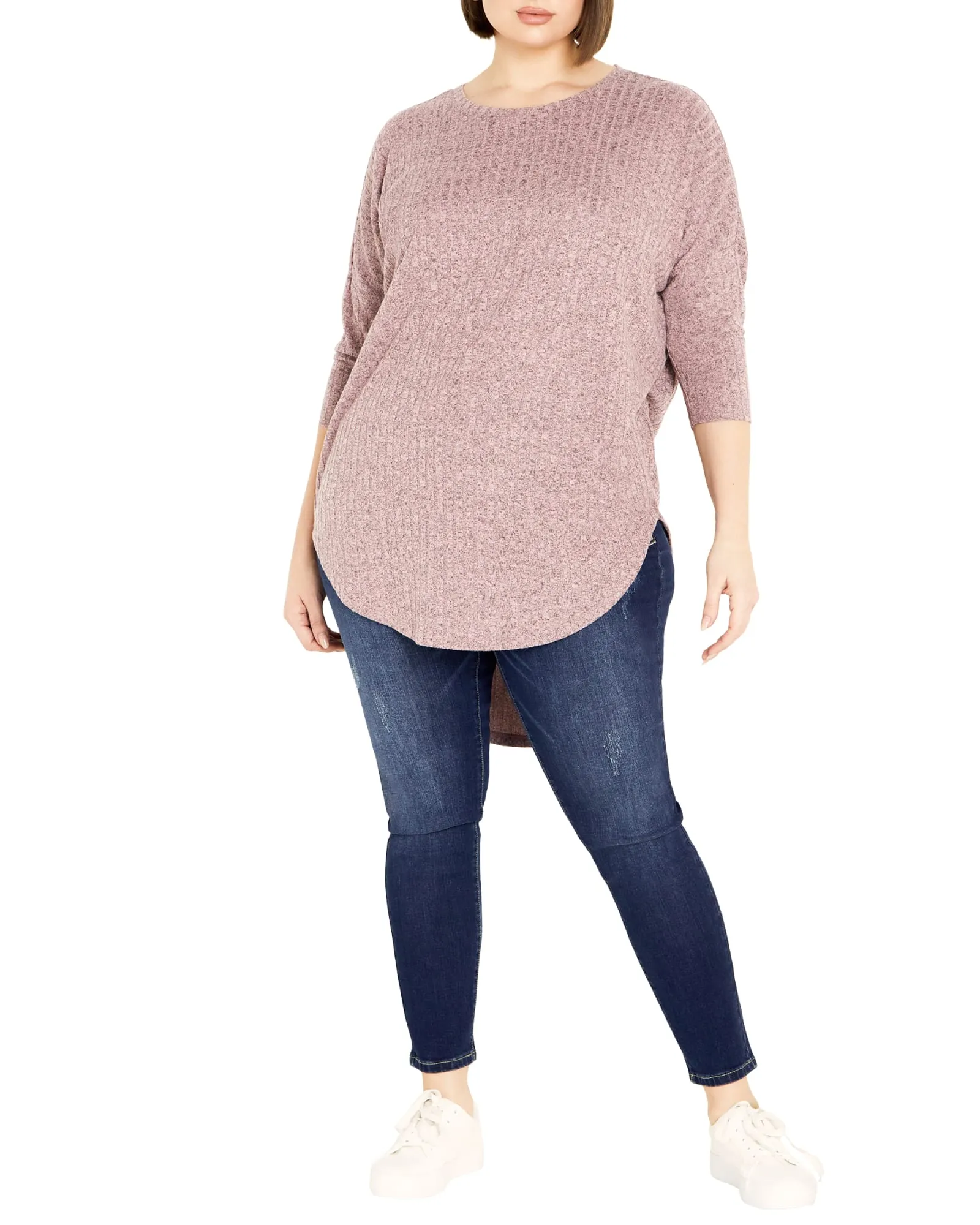 Mia Ribbed Hacci Tunic | Blush