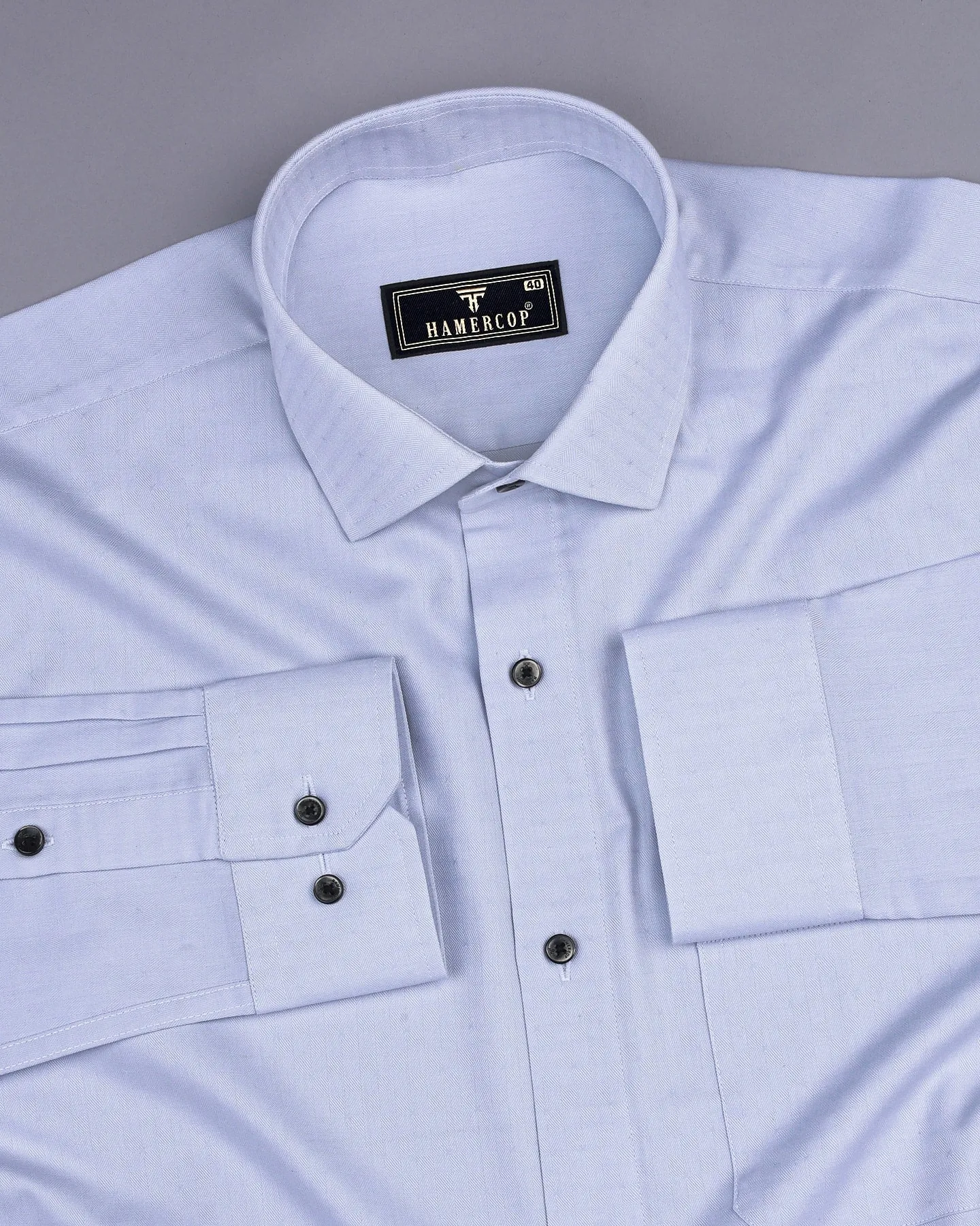 Platinum Gray Self Dobby Check Premium Cotton Shirt