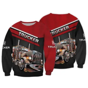 Red Truck Driver 3D Full Print Sweatshirt Shirts, Christmas Gift for Truck Driver
