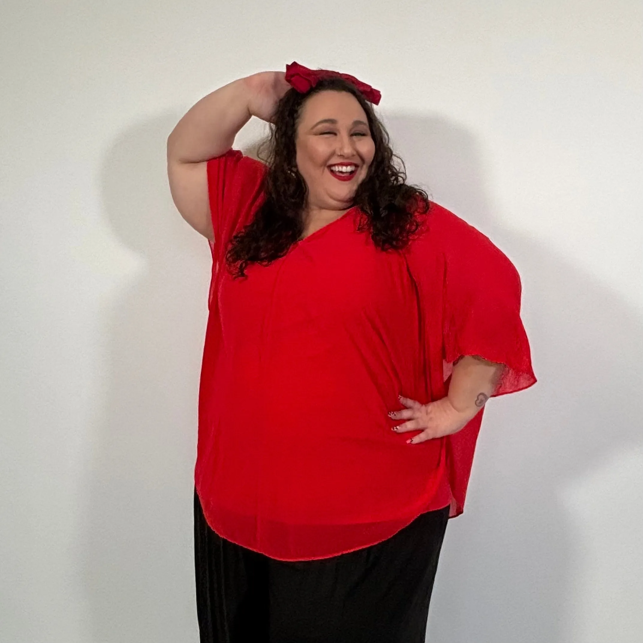 Red V Neck Shell Top