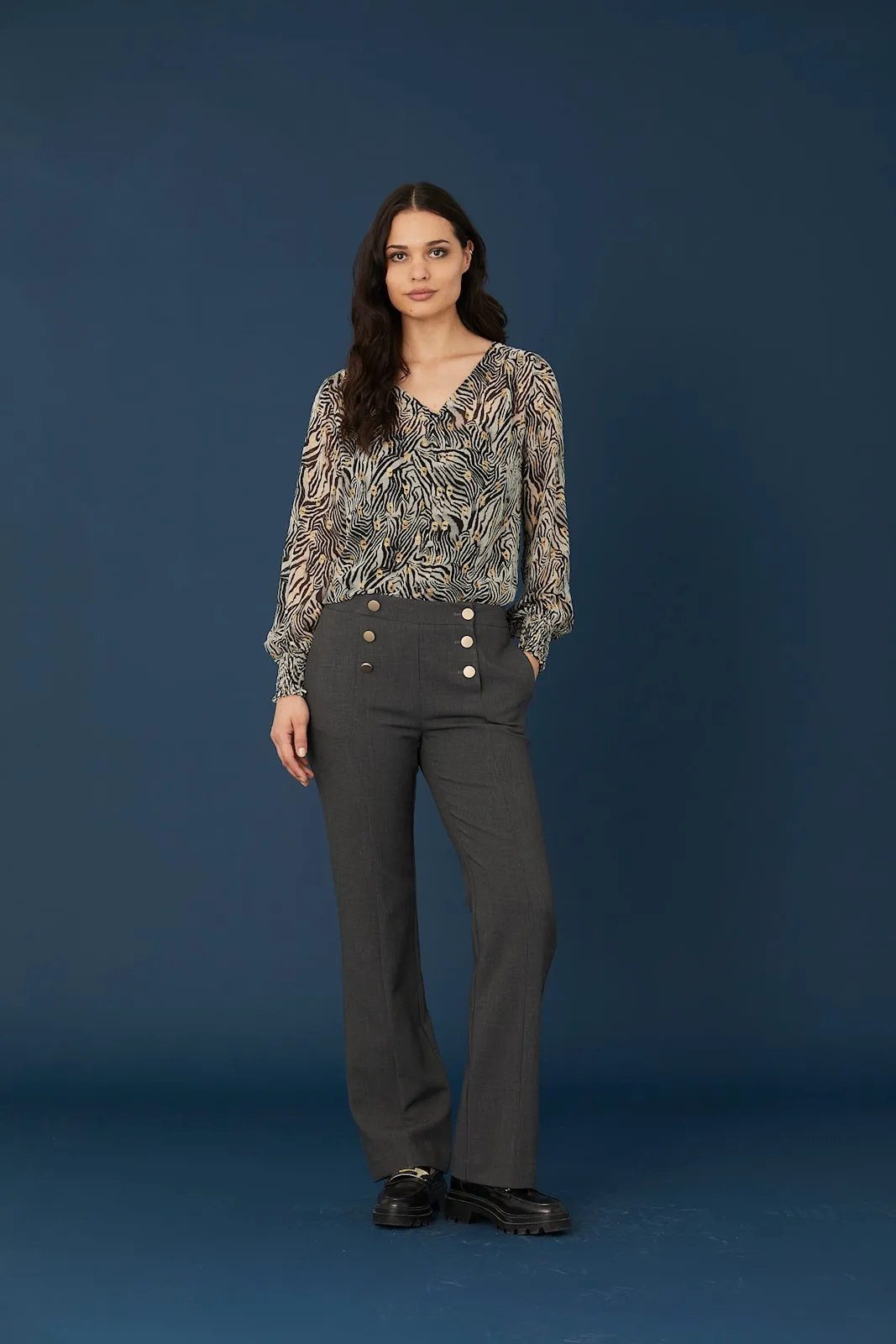 Rue De Femme Animal print shirt with gold detials 7239