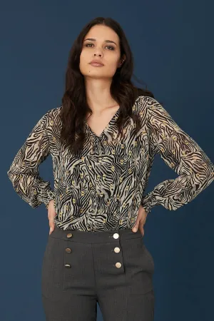 Rue De Femme Animal print shirt with gold detials 7239