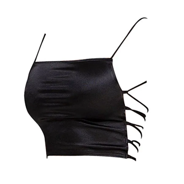 Satin Open Back Lace-Up Top