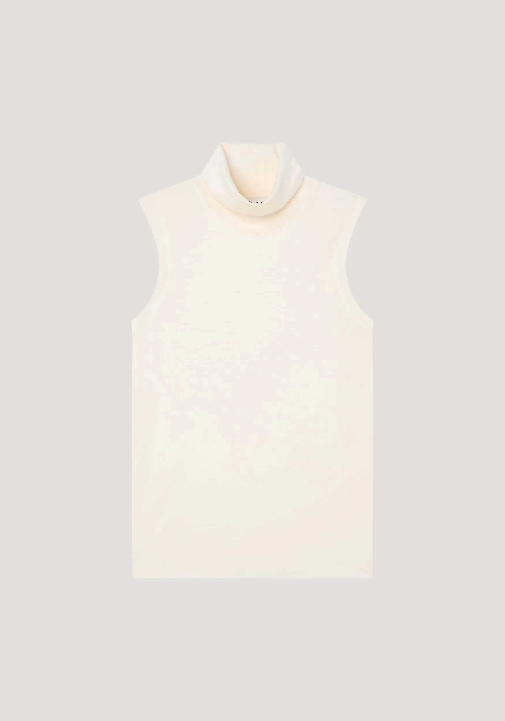 Sleeveless light-weight merino wool turtleneck | cream