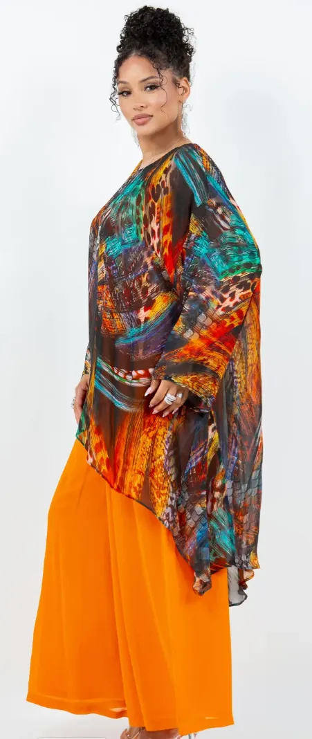 Solar Flare Mosaic hi-low Tunic Top Boho Hippie Chic Resort Wear Sml-10X
