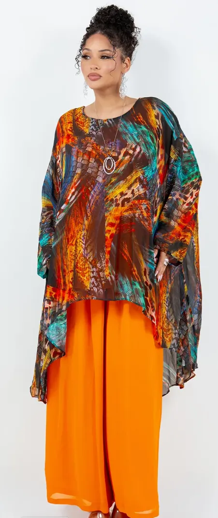 Solar Flare Mosaic hi-low Tunic Top Boho Hippie Chic Resort Wear Sml-10X