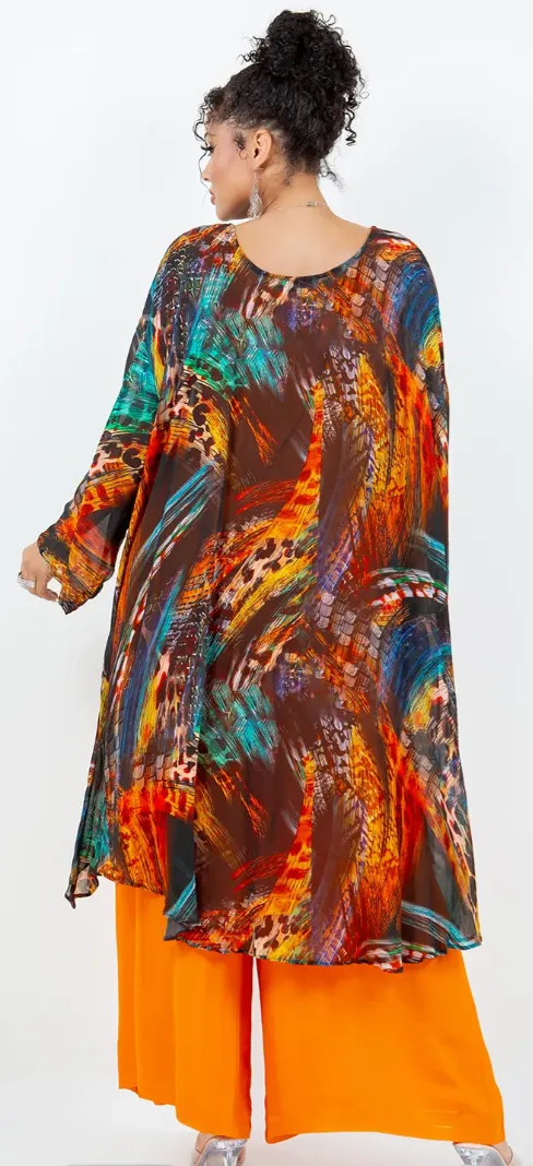 Solar Flare Mosaic hi-low Tunic Top Boho Hippie Chic Resort Wear Sml-10X