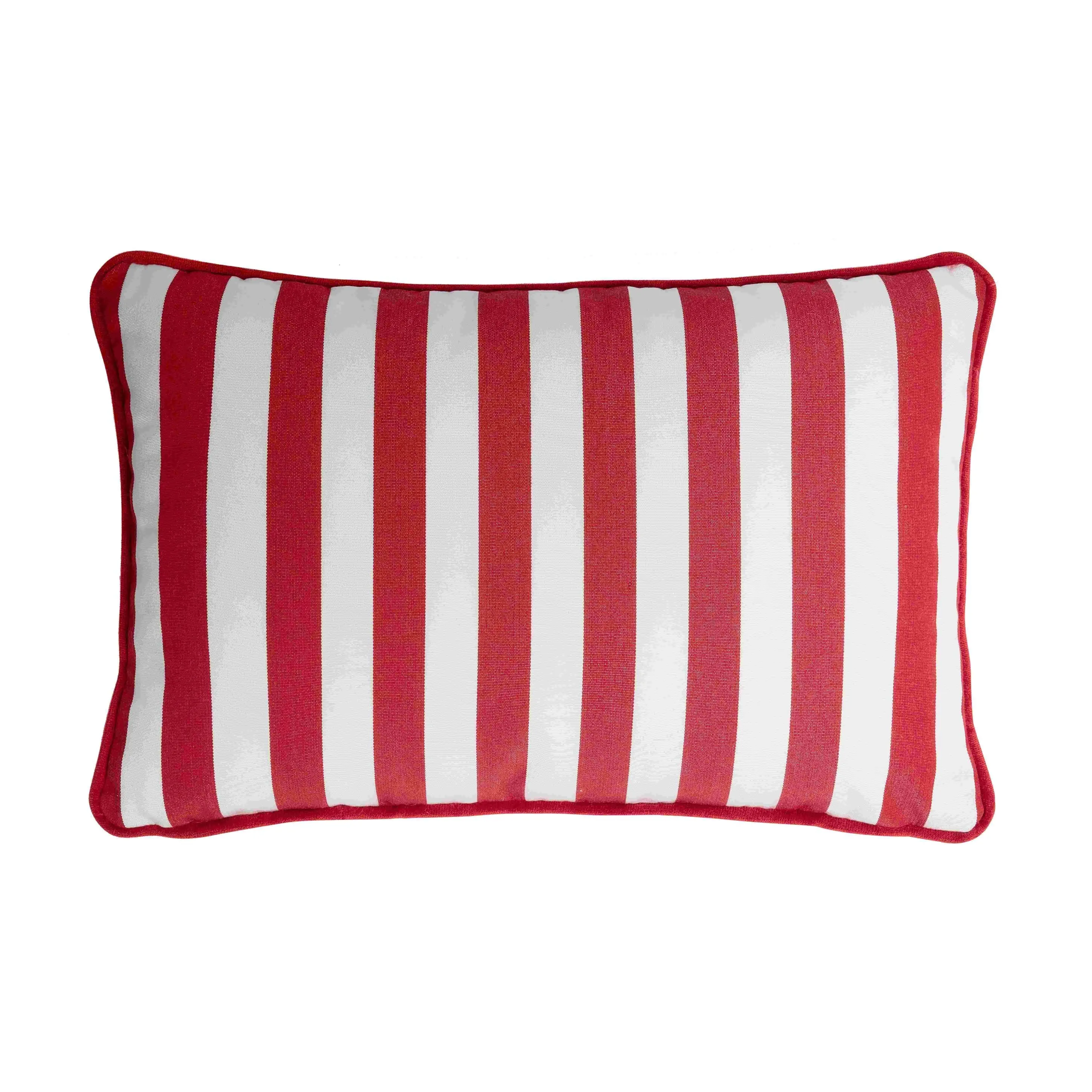 STRIPED HAPPY PILLOW INDOOR - OUTDOOR WITH PIPING RED
