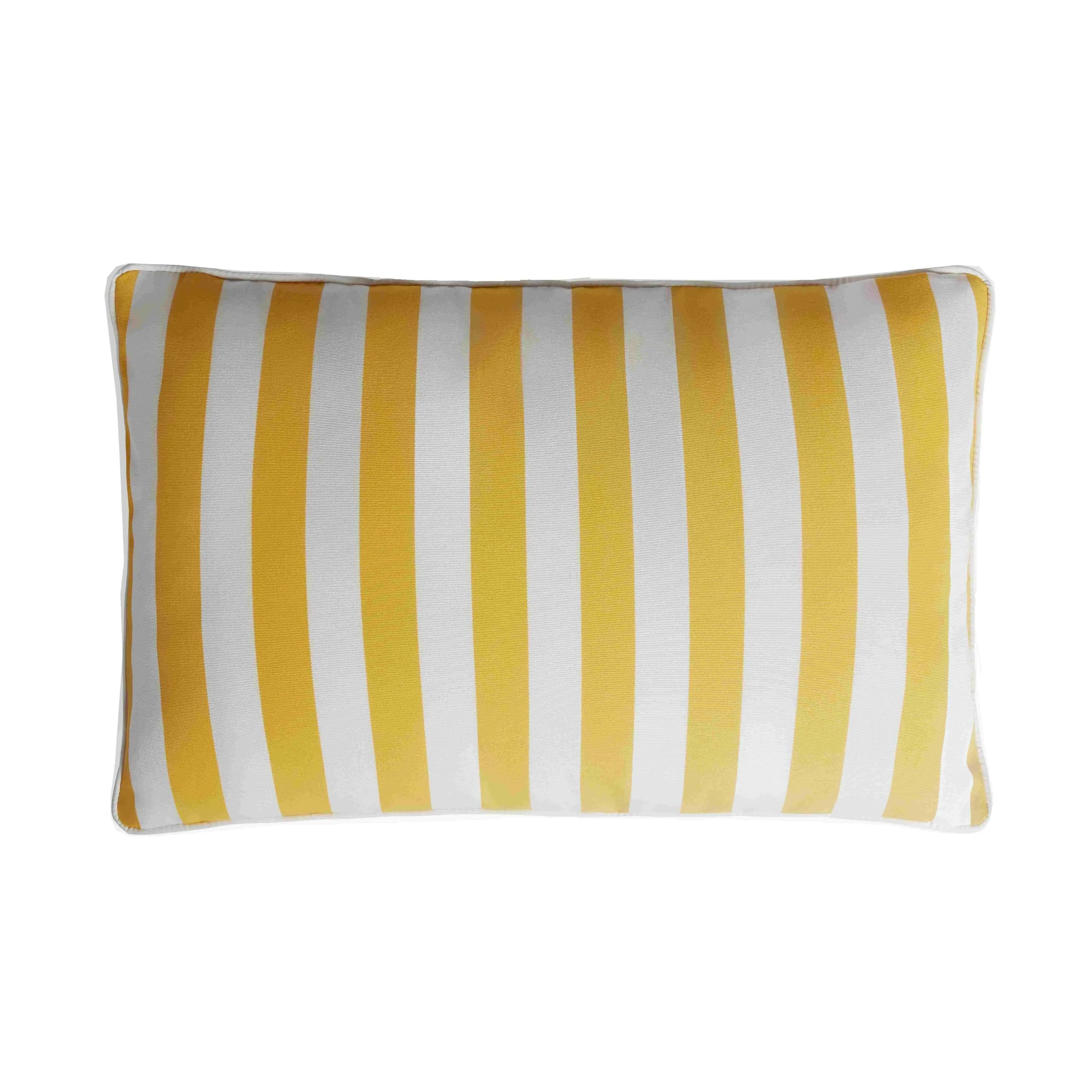 STRIPED HAPPY PILLOW INDOOR - OUTDOOR WITH PIPING YELLOW