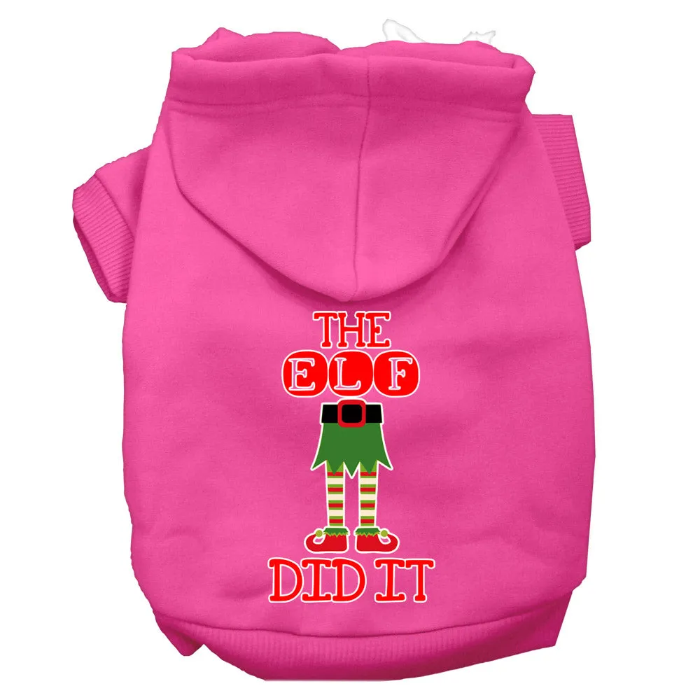The Elf Did It Screen Print Dog Hoodie Bright Pink Xl