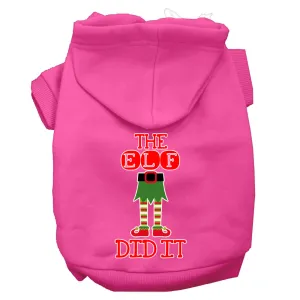 The Elf Did It Screen Print Dog Hoodie Bright Pink Xl