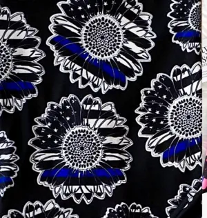 Thin Blue Line Sunflower CAPRI LEO Police Super SOFT Yoga Band Leggings rts