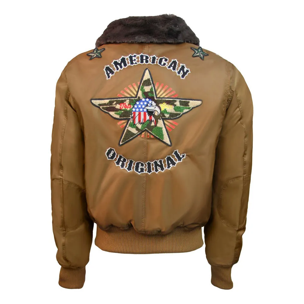 Top Gun MA-1 American Original Bomber Jacket With Patches Coyote