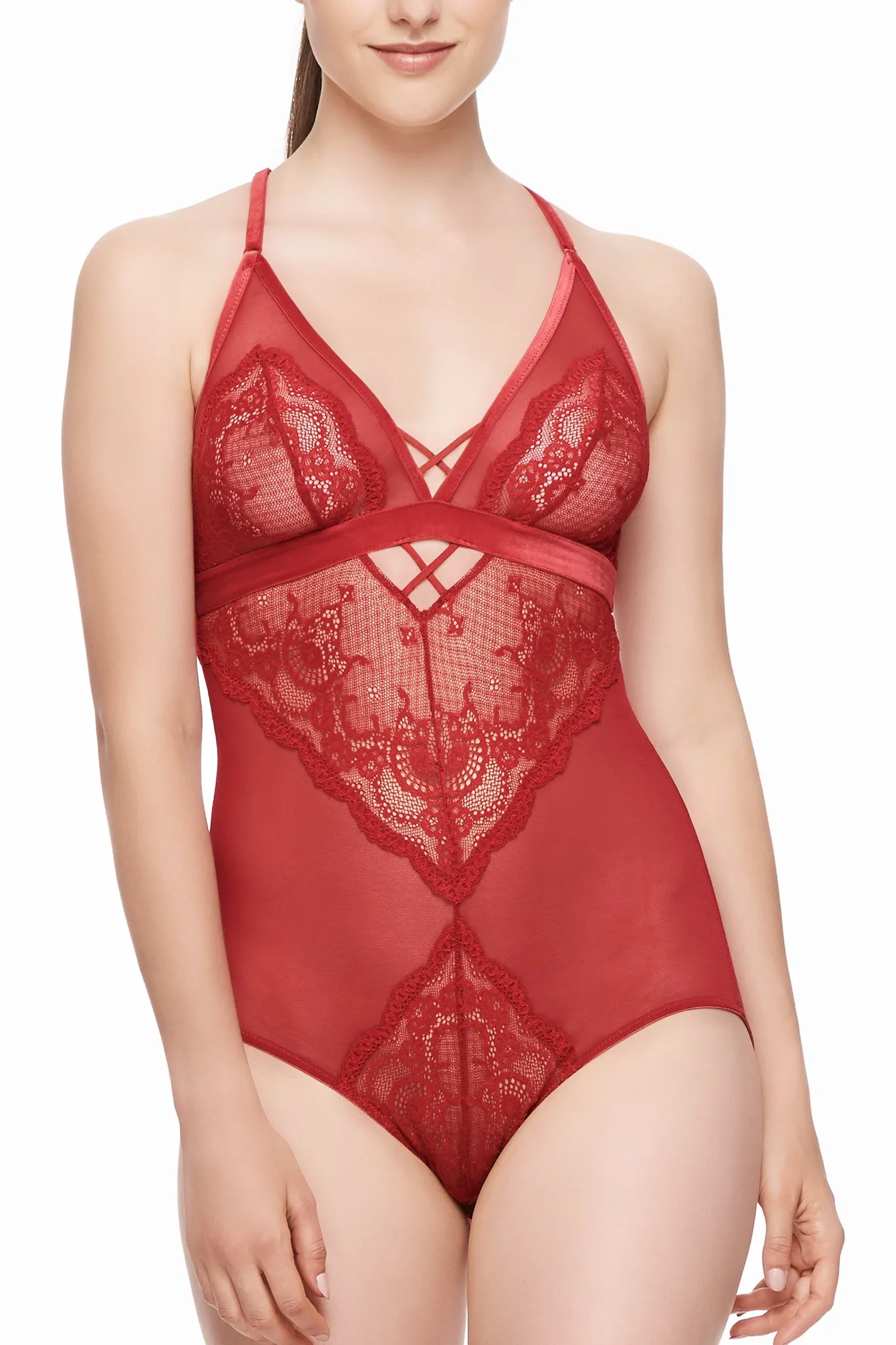 Velvet Crush Mesh and Lace Bodysuit