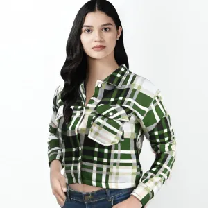 Women Plaid Crush Cropped Fashion Jacket