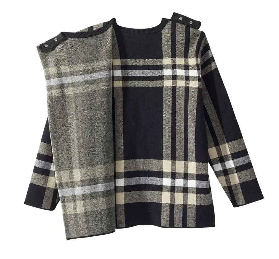 Women's Open Back Sweater Plaid