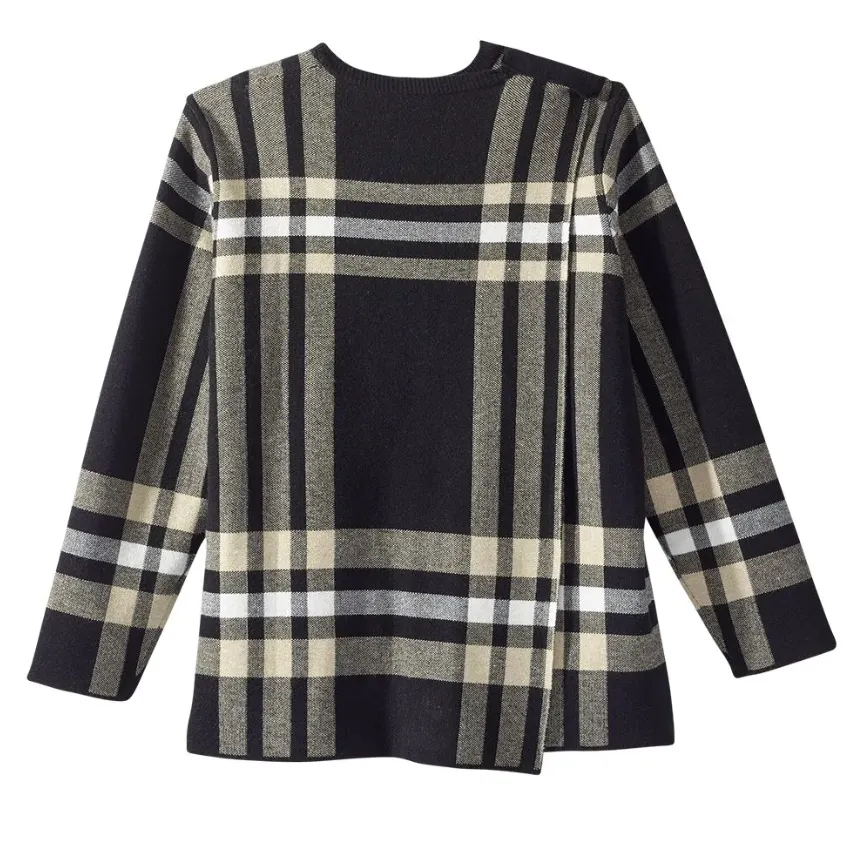 Women's Open Back Sweater Plaid