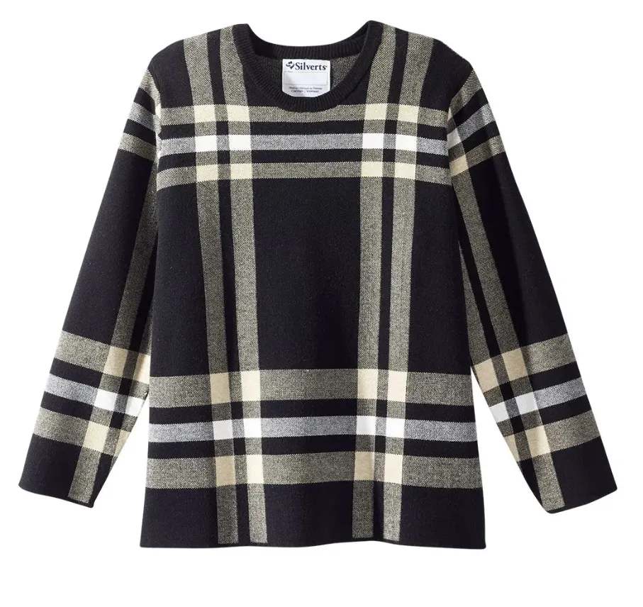 Women's Open Back Sweater Plaid
